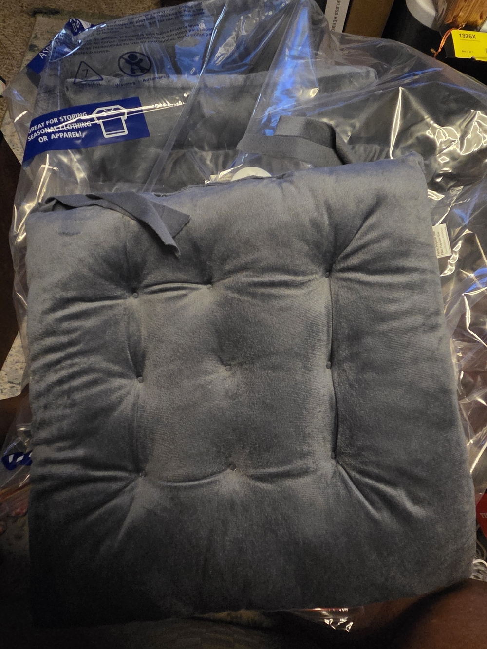 Plush Tufted Seat Cushion - Blue